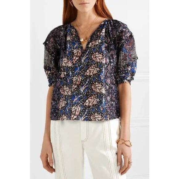 Ulla Johnson Arusi Printed Silk Blend Blouse Batik Size 2 - Picture 1 of 12